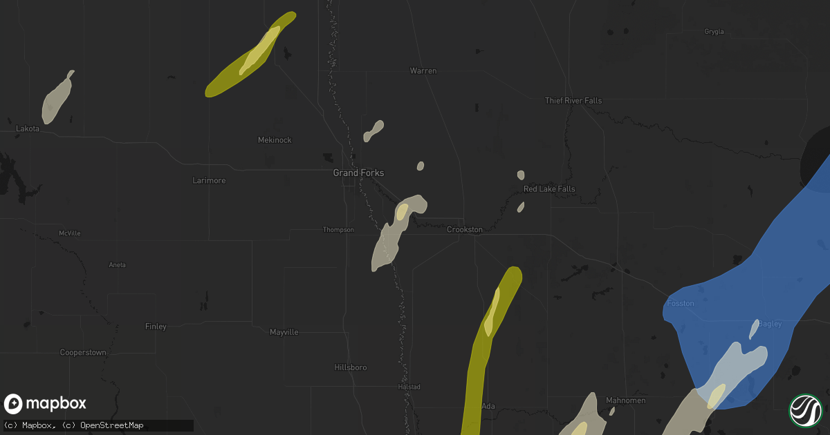 Hail map in Fisher, MN on June 29, 2026