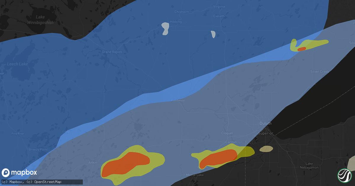 Hail map in Floodwood, MN on June 29, 2026