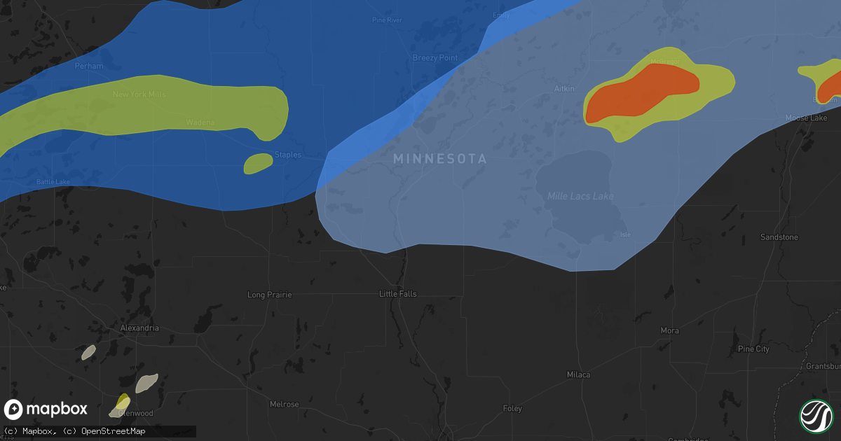 Hail map in Fort Ripley, MN on June 29, 2026