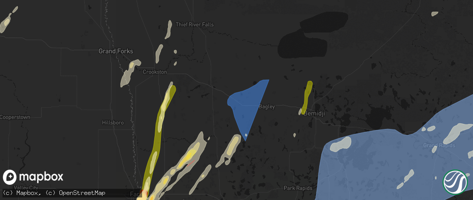 Hail map in Fosston, MN on June 29, 2026
