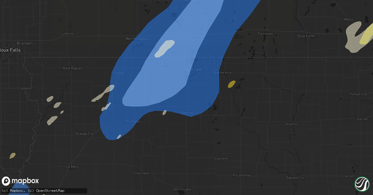 Hail map in Fostoria, IA on June 29, 2026