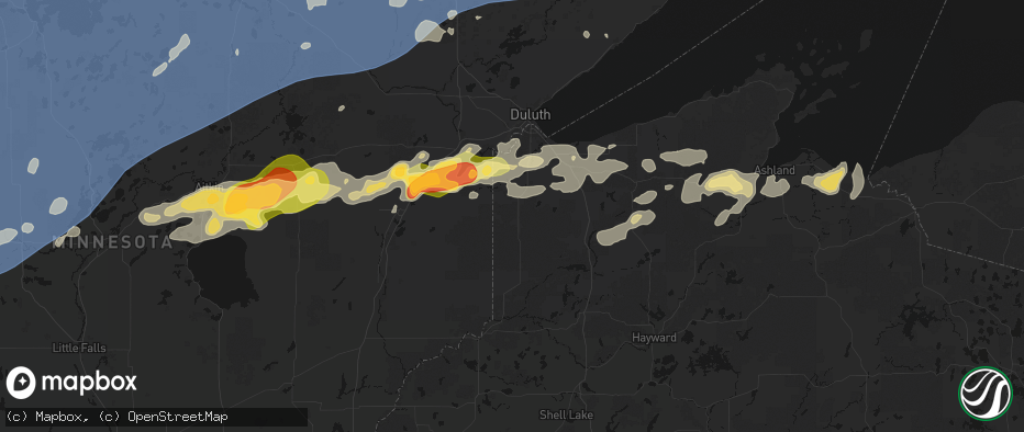 Hail map in Foxboro, WI on June 29, 2026