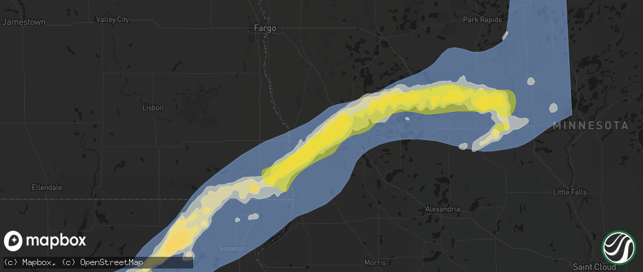 Hail map in Foxhome, MN on June 29, 2026