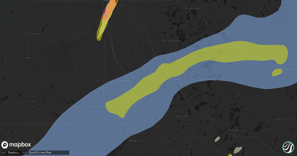 Hail map in Foxhome, MN on June 29, 2026