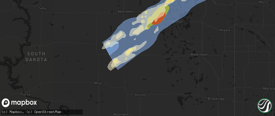 Hail map in Frankfort, SD on June 29, 2026