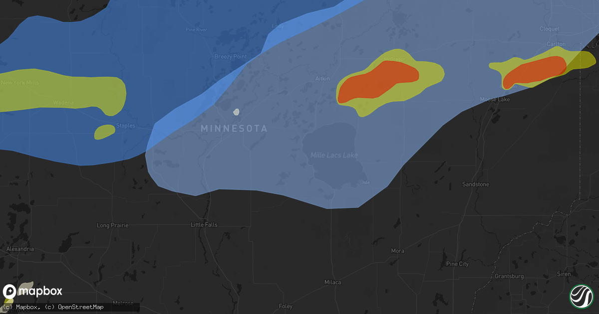 Hail map in Garrison, MN on June 29, 2026