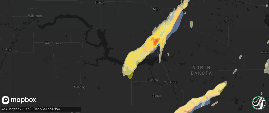 Hail map in Garrison, ND on June 29, 2026