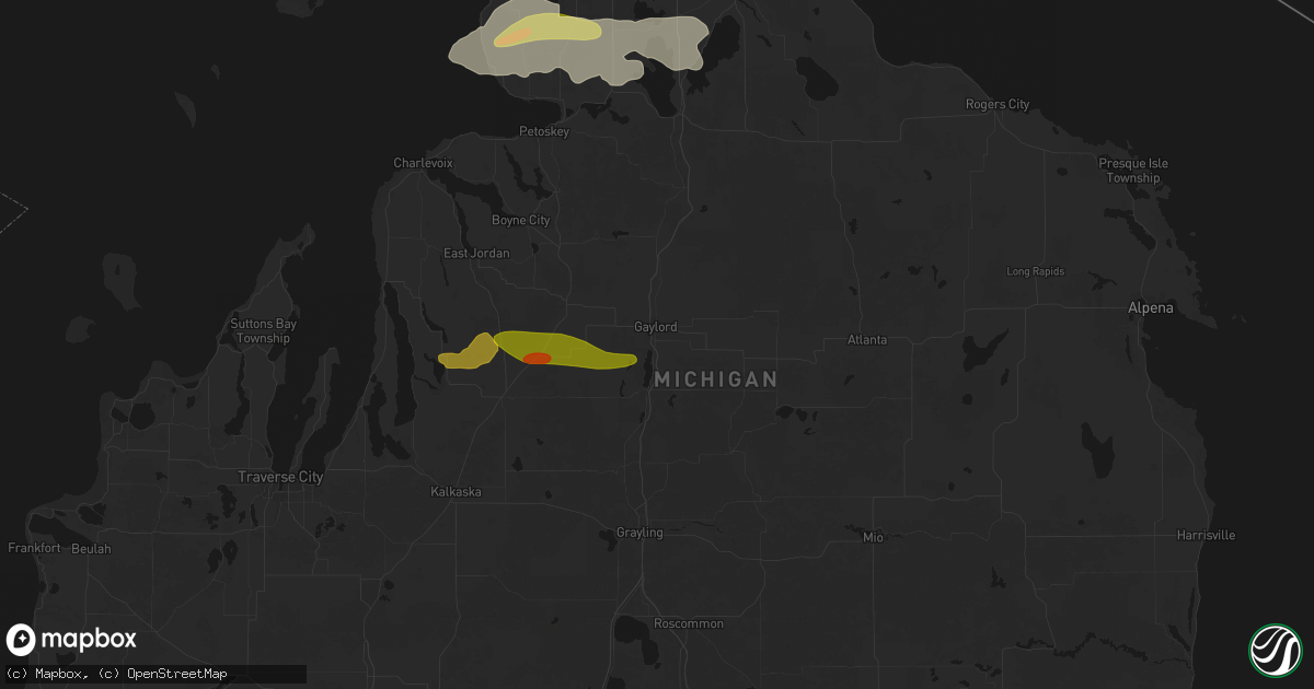 Hail map in Gaylord, MI on June 29, 2026