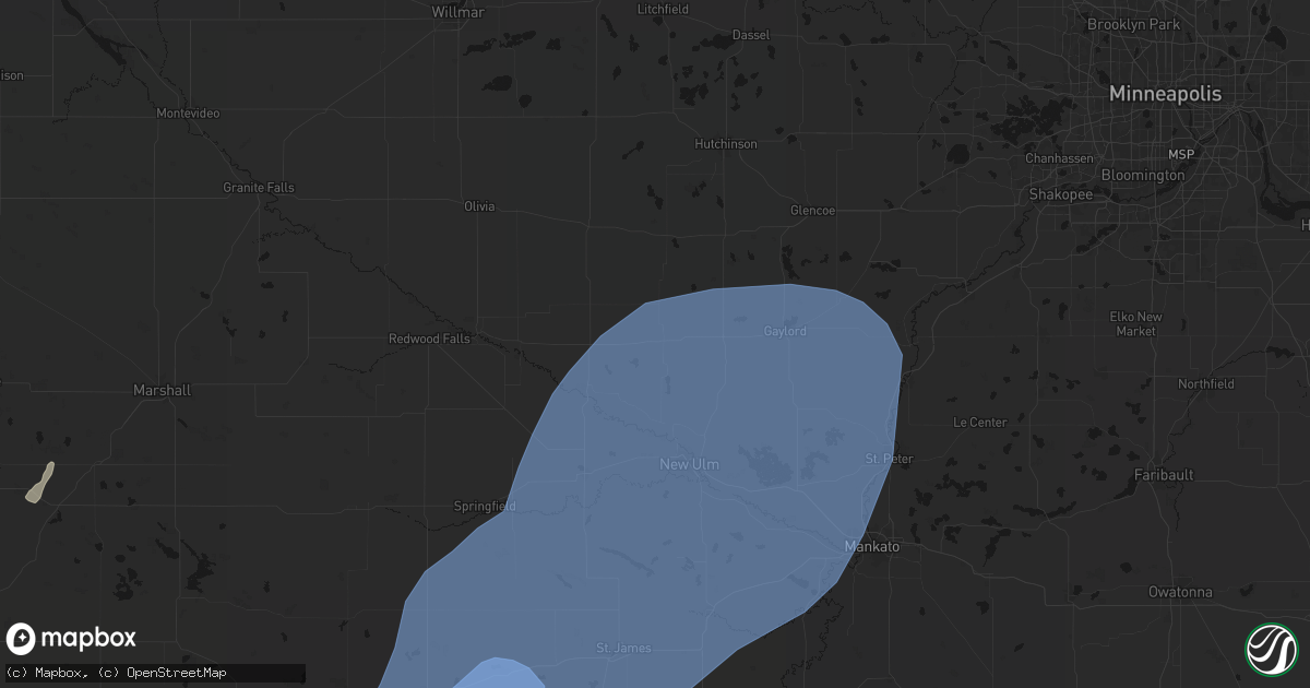 Hail map in Gibbon, MN on June 29, 2026