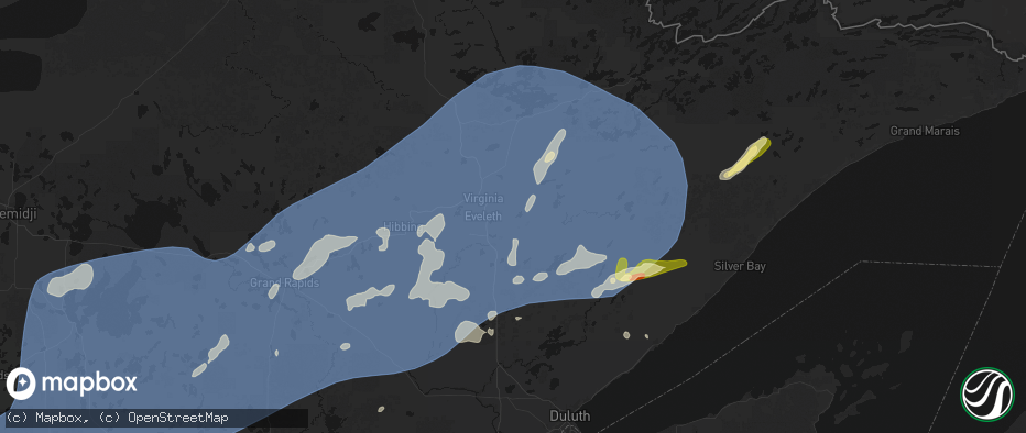 Hail map in Gilbert, MN on June 29, 2026