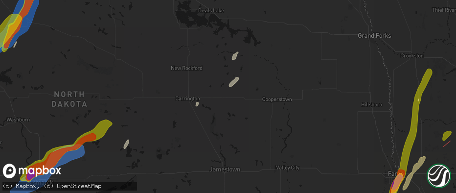 Hail map in Glenfield, ND on June 29, 2026