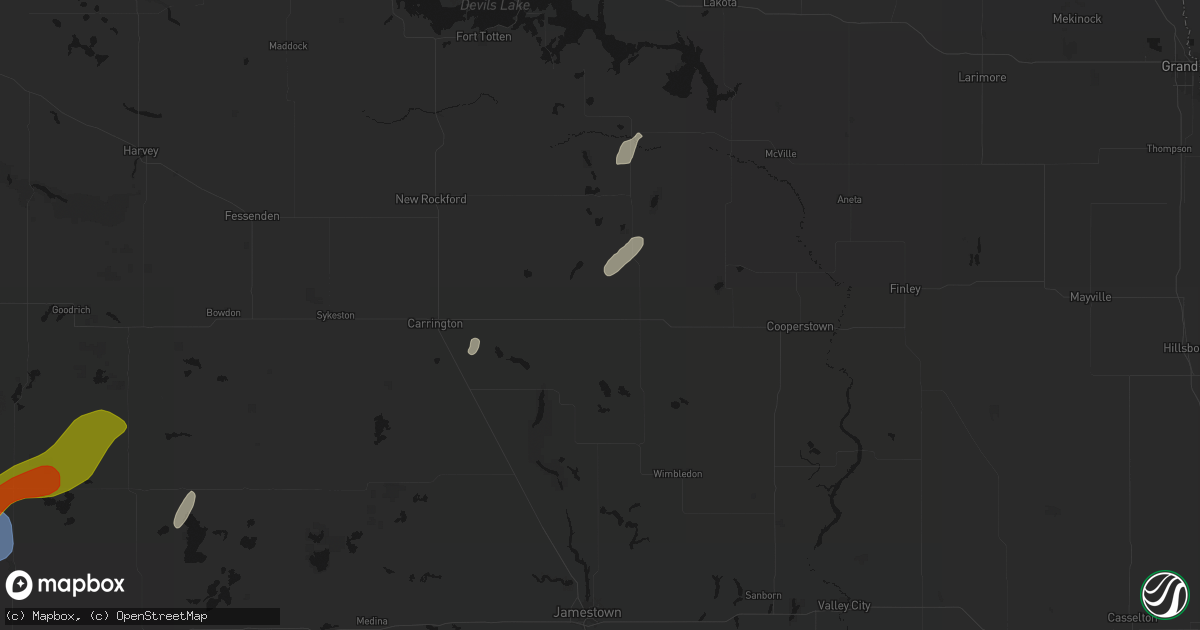 Hail map in Glenfield, ND on June 29, 2026