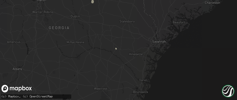Hail map in Glennville, GA on June 29, 2026