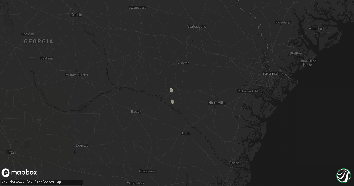 Hail map in Glennville, GA on June 29, 2026