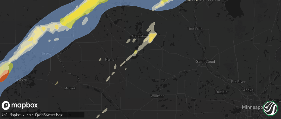 Hail map in Glenwood, MN on June 29, 2026