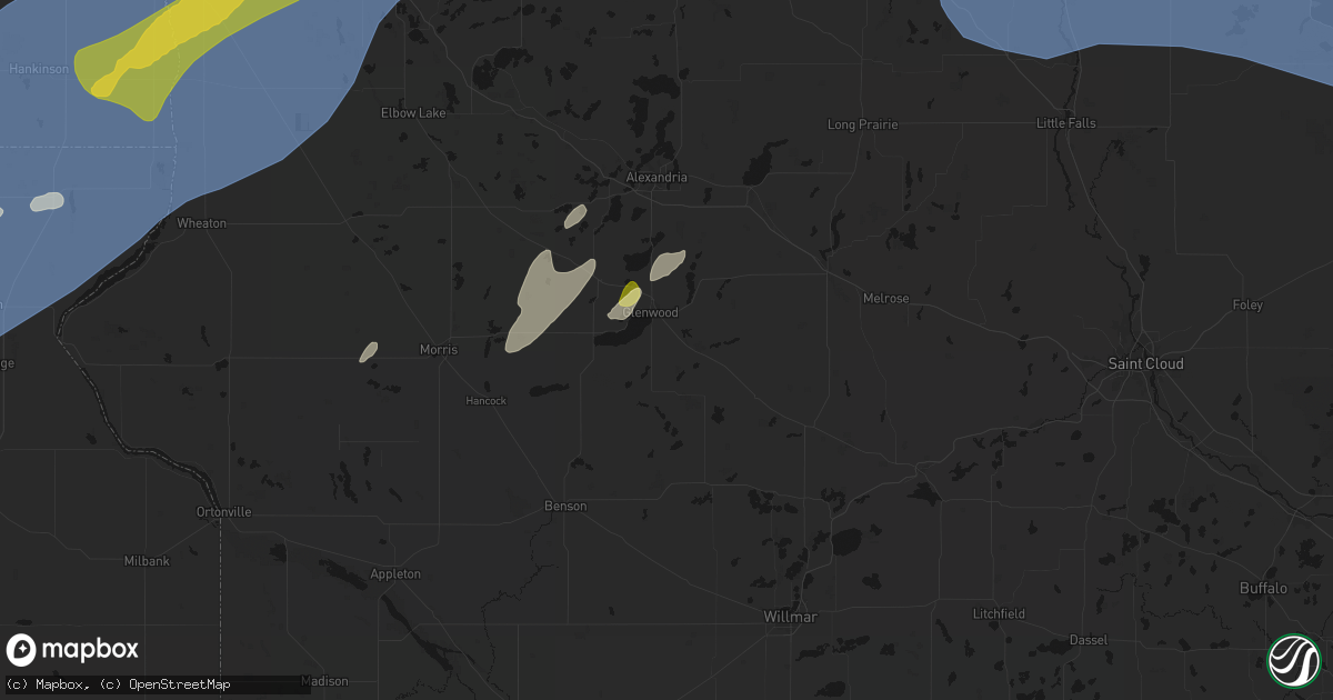 Hail map in Glenwood, MN on June 29, 2026