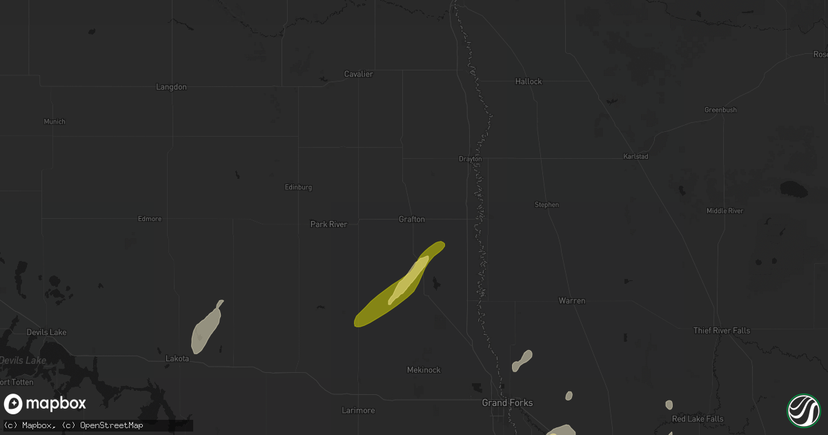 Hail map in Grafton, ND on June 29, 2026