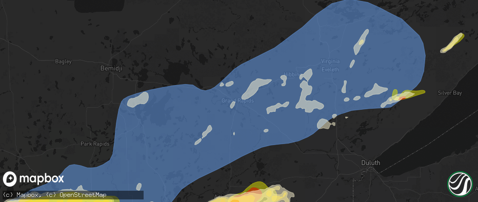 Hail map in Grand Rapids, MN on June 29, 2026