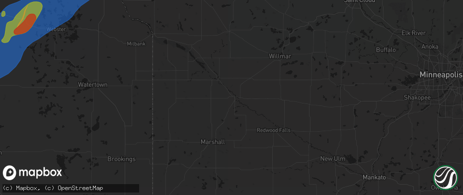 Hail map in Granite Falls, MN on June 29, 2026