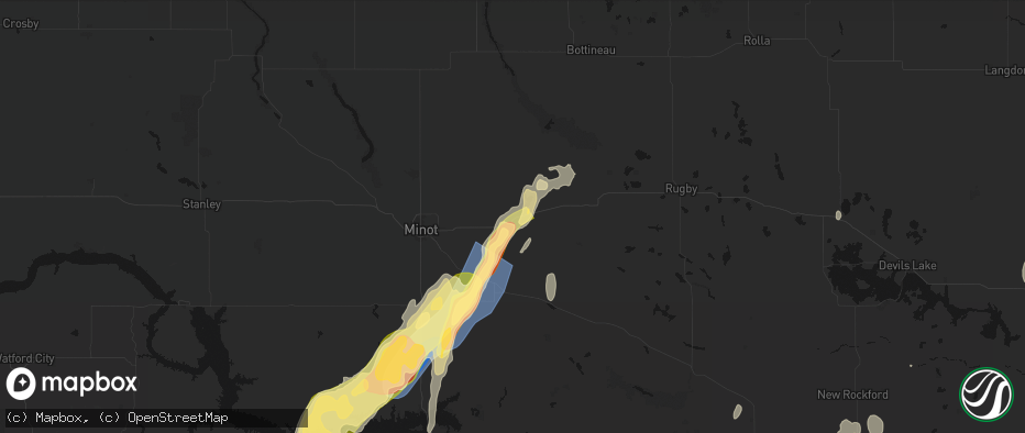 Hail map in Granville, ND on June 29, 2026