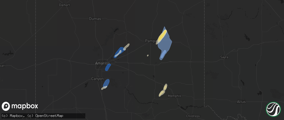 Hail map in Groom, TX on June 29, 2026