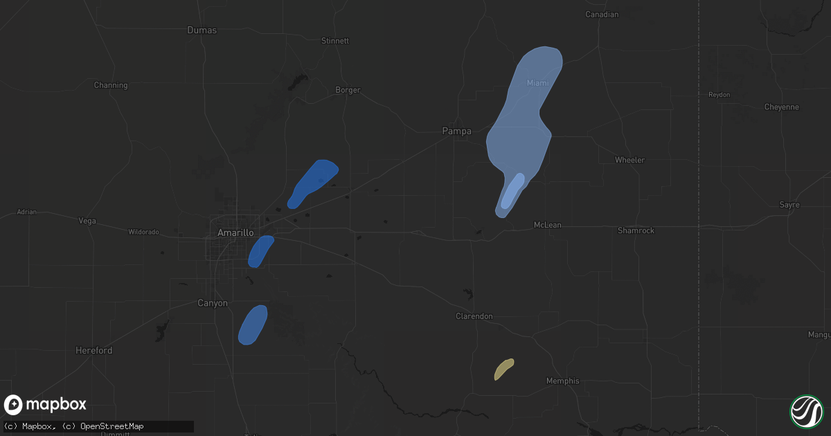 Hail map in Groom, TX on June 29, 2026