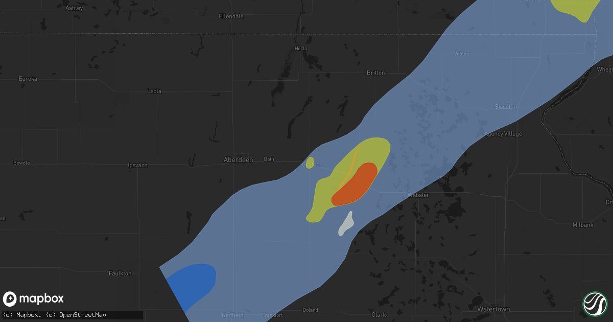 Hail map in Groton, SD on June 29, 2026