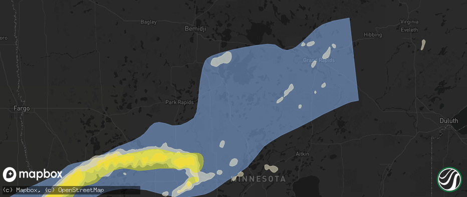Hail map in Hackensack, MN on June 29, 2026