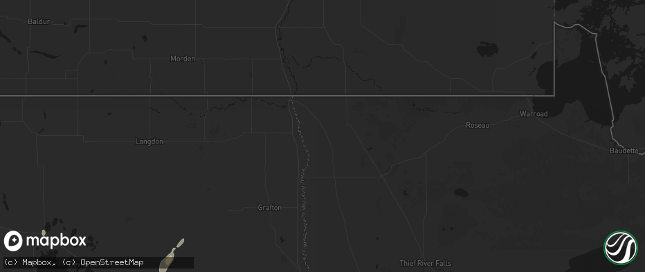 Hail map in Hallock, MN on June 29, 2026
