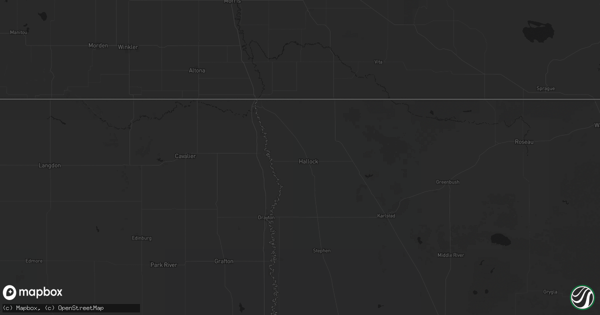 Hail map in Hallock, MN on June 29, 2026