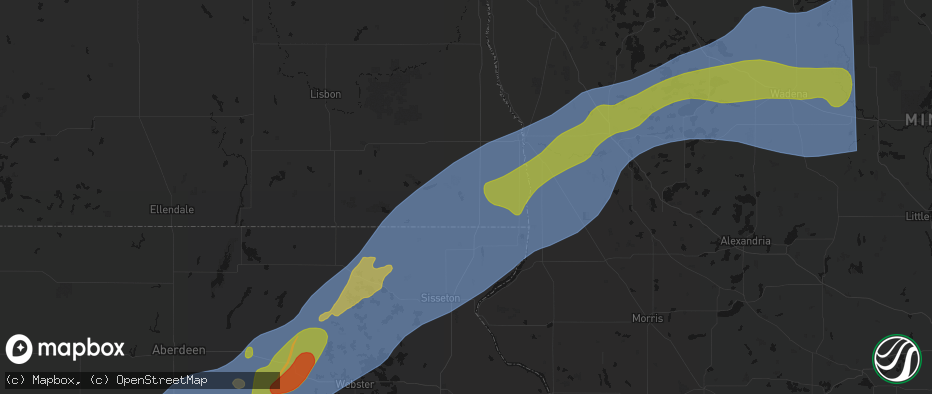 Hail map in Hankinson, ND on June 29, 2026