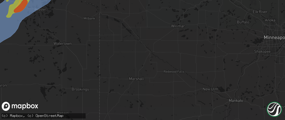 Hail map in Hanley Falls, MN on June 29, 2026