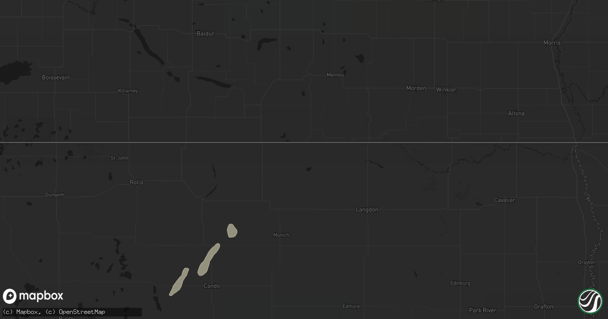 Hail map in Hannah, ND on June 29, 2026