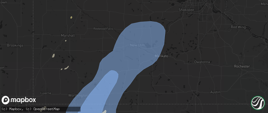 Hail map in Hanska, MN on June 29, 2026