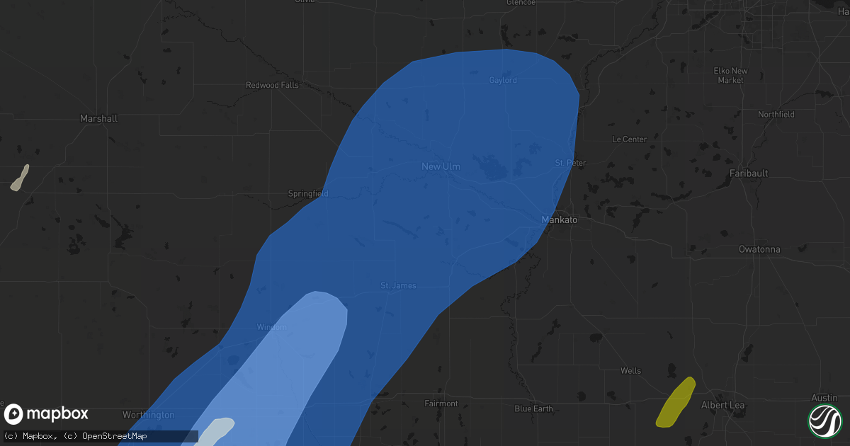 Hail map in Hanska, MN on June 29, 2026