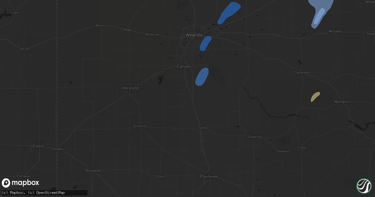 Hail map in Happy, TX on June 29, 2026
