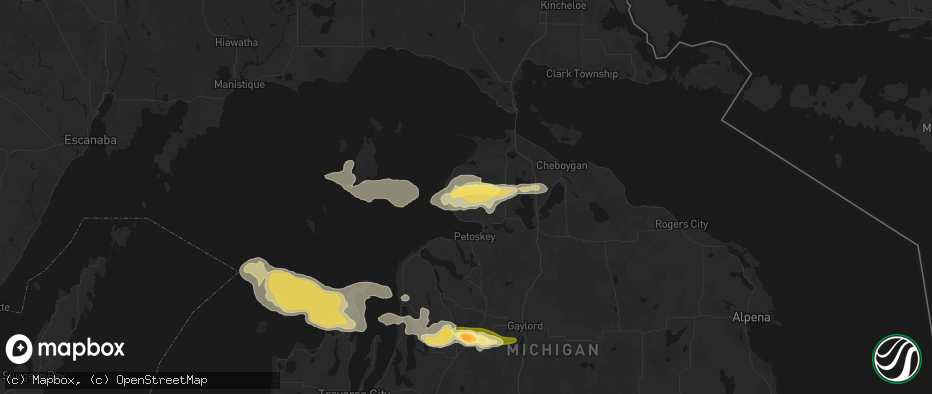 Hail map in Harbor Springs, MI on June 29, 2026
