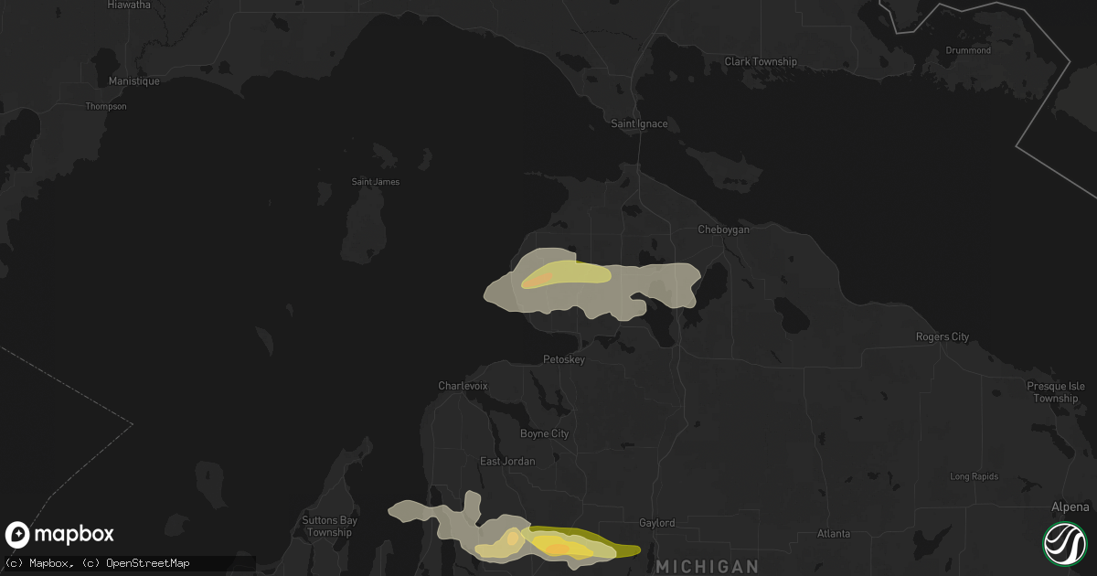 Hail map in Harbor Springs, MI on June 29, 2026