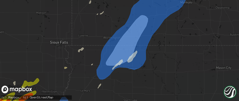 Hail map in Harris, IA on June 29, 2026