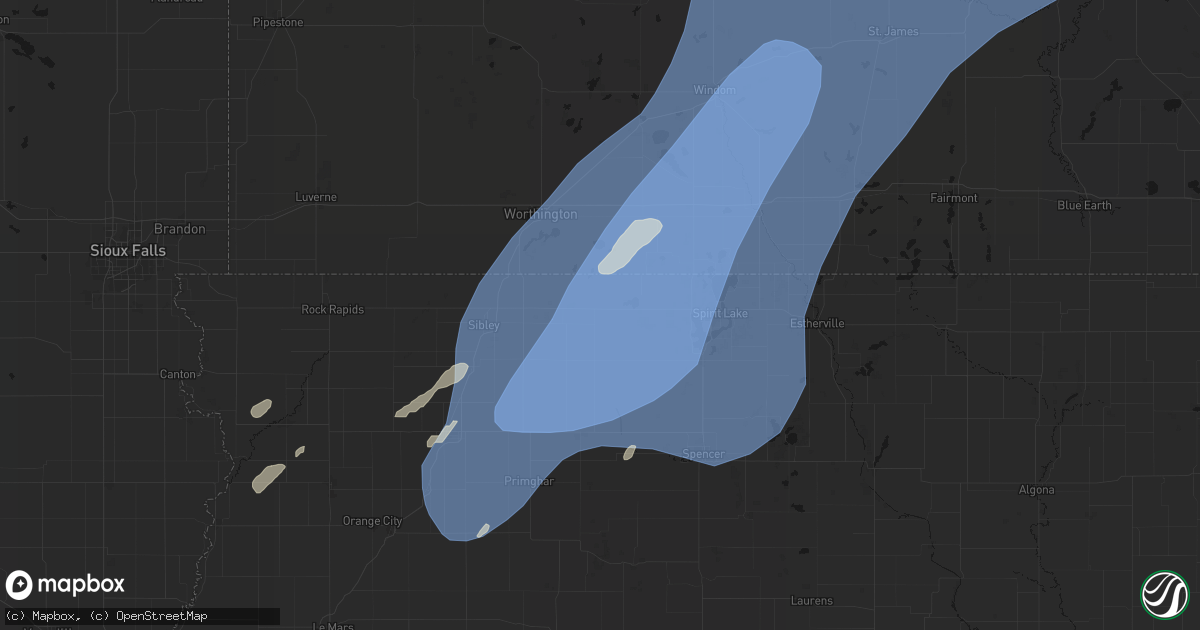 Hail map in Harris, IA on June 29, 2026