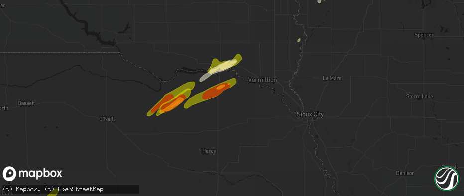 Hail map in Hartington, NE on June 29, 2026