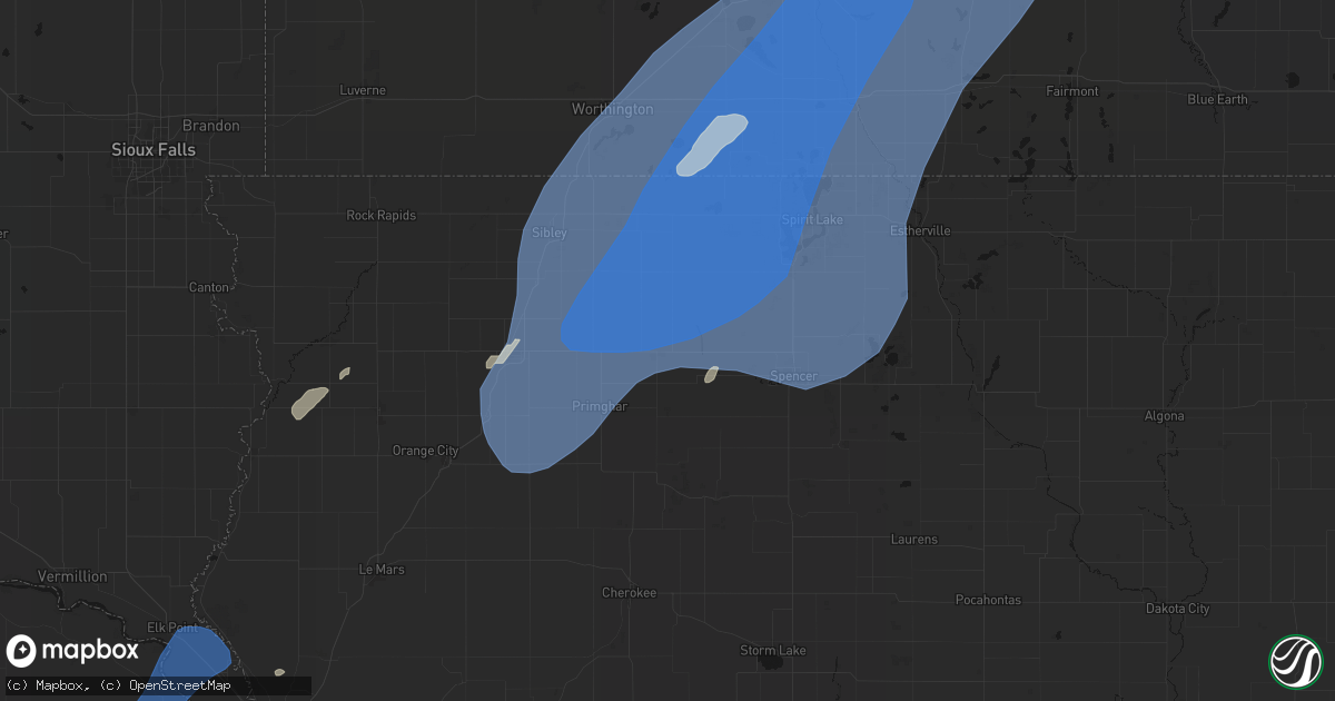 Hail map in Hartley, IA on June 29, 2026