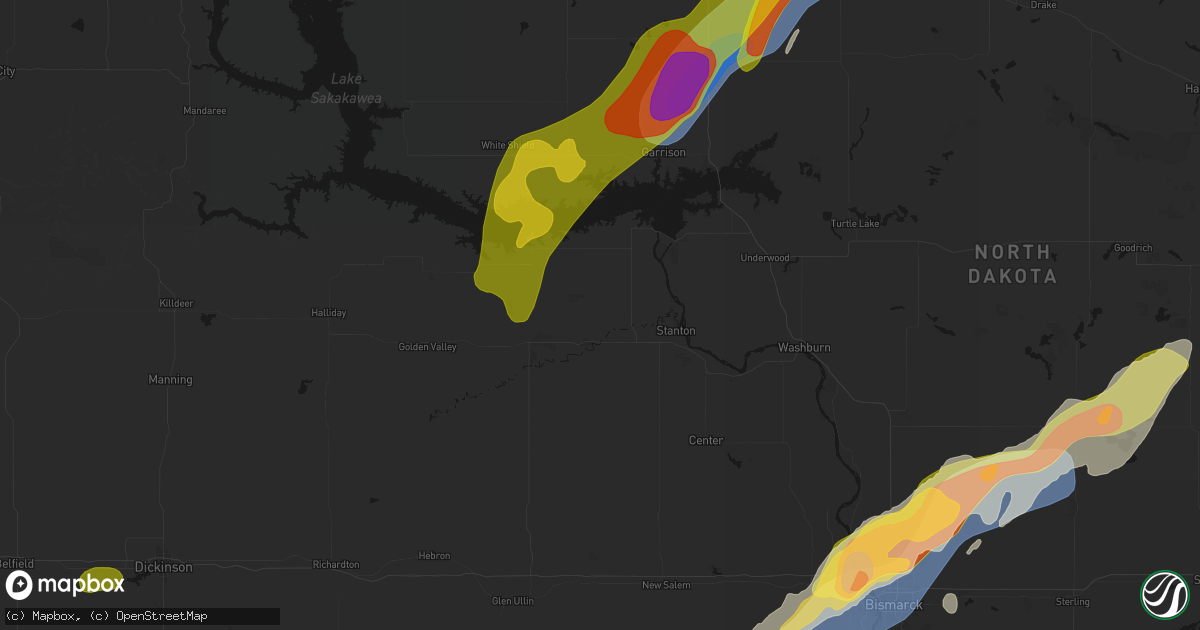 Hail map in Hazen, ND on June 29, 2026