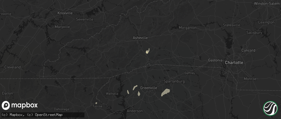 Hail map in Hendersonville, NC on June 29, 2026