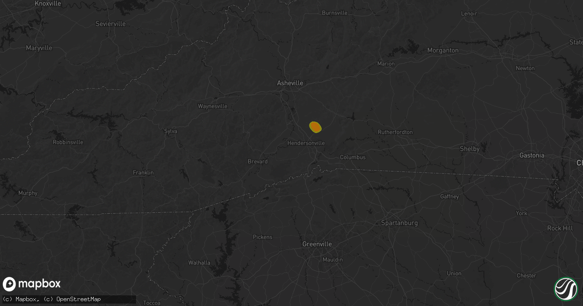 Hail map in Hendersonville, NC on June 29, 2026
