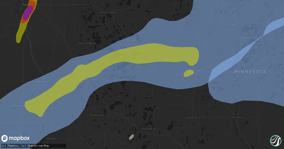 Hail map in Henning, MN on June 29, 2026