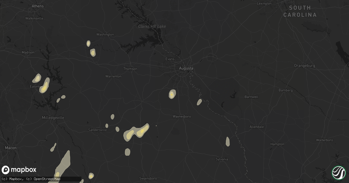 Hail map in Hephzibah, GA on June 29, 2026