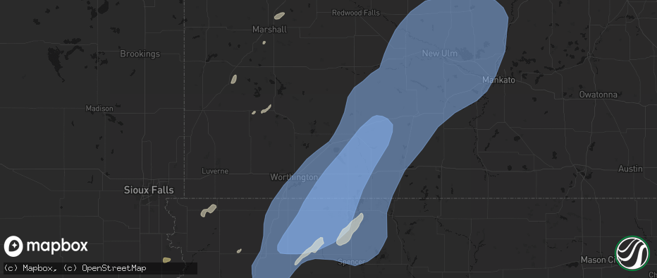 Hail map in Heron Lake, MN on June 29, 2026