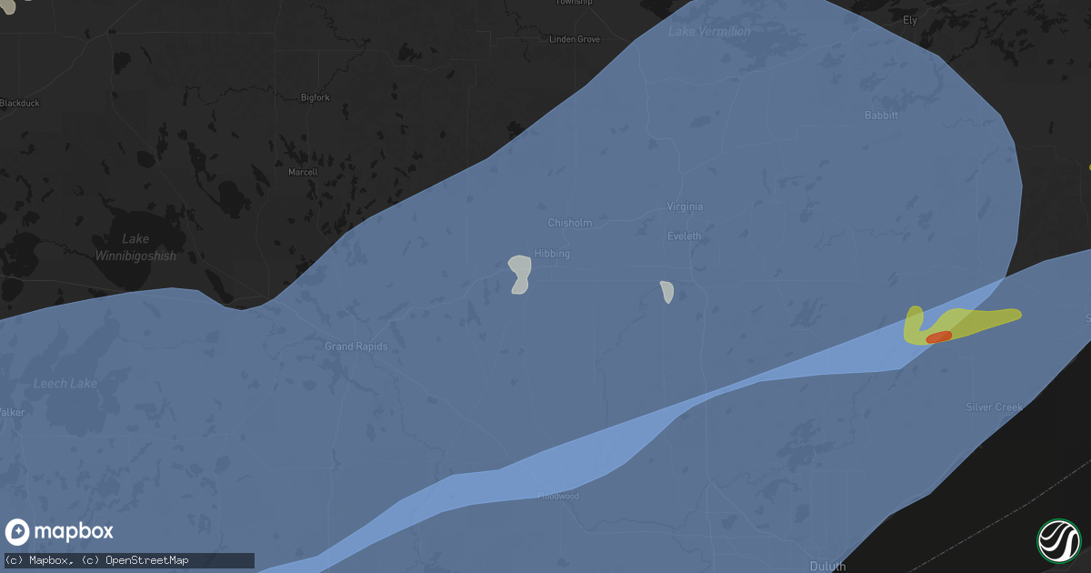 Hail map in Hibbing, MN on June 29, 2026