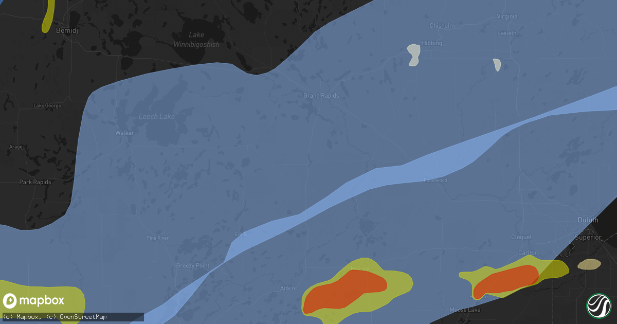 Hail map in Hill City, MN on June 29, 2026